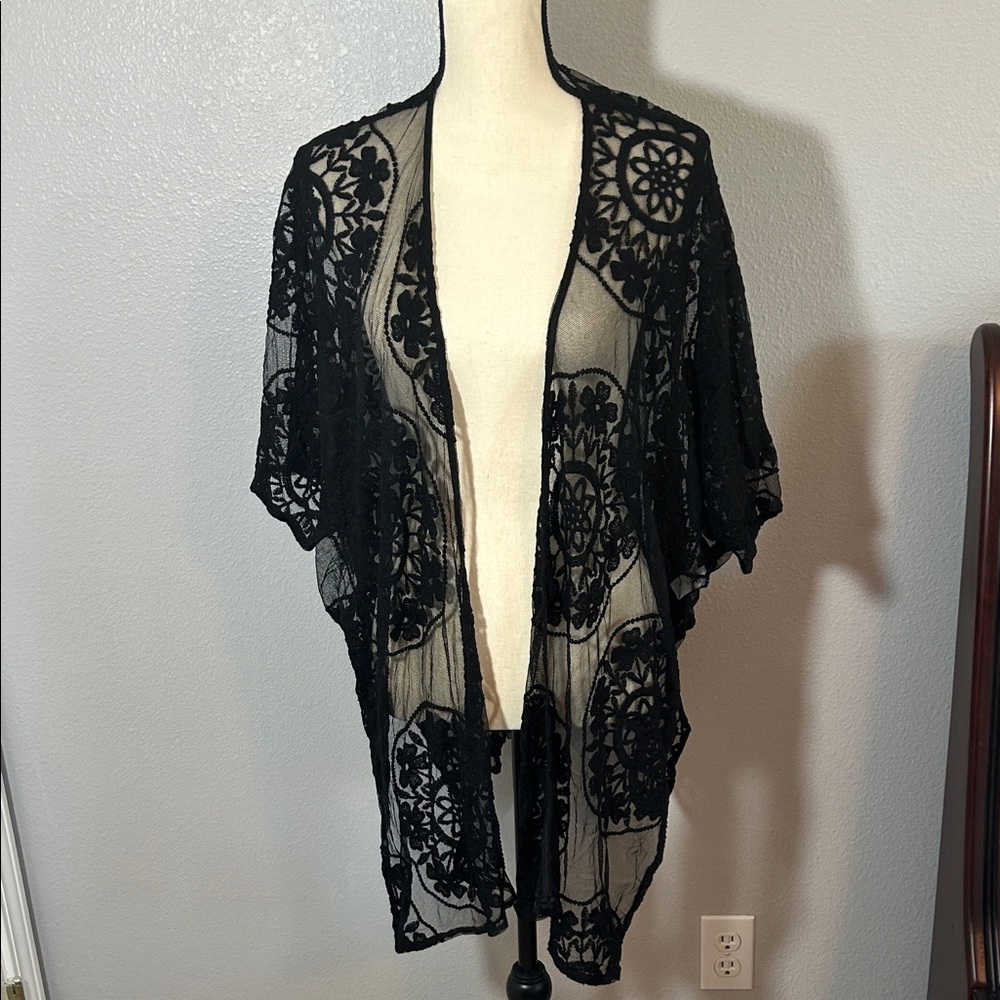 Maurices Black Lace Kimono